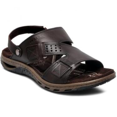 Imagem de Sandália Chinelo Papete Masculina Pegada Couro Amortech Original Conforto Tamanho:43;Cor:Marrom;Genero:Masculino