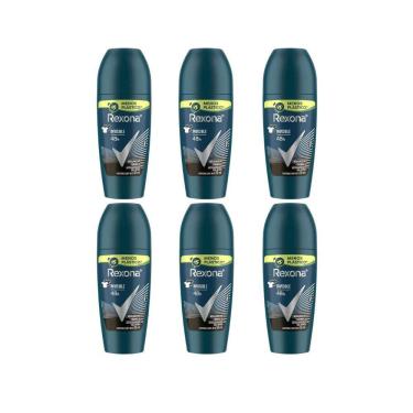Imagem de Desodorante Roll-on Rexona 50ml Masculino Invisible - Kit C/6un