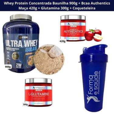 Imagem de Whey Protein Concentrada Baunilha 900G + Bcaa Authentics Maça 420G + G