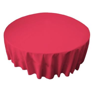 Imagem de LA Linen Toalha de mesa de popelina de poliéster de 182 cm, redonda, fúcsia