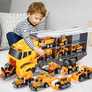 Imagem de Conjunto de carros de brinquedo TEMI Construction Car Carrier Vehicle com Play Ma