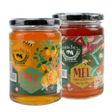 Imagem de Mel Puro Florada Laranjeira 450g e Mel Eucalipto 450g Mel de Abelha 100% Natural Dona Beia