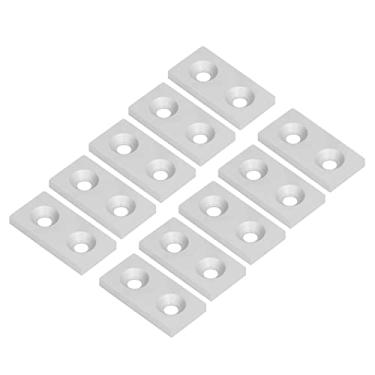 Imagem de Tampa da extremidade do perfil, Tampa da extremidade do perfil de alumínio Não desvanece-se 2 furos Metal Fácil de instalar 10 unidades anodizadas para máquinas de gravação 3D para(Prata)