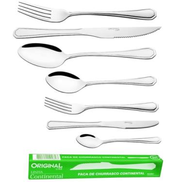 Imagem de ORIGINAL LINE - Jogo Garfo Faca Colher Inox 84 Peças Restaurante Bufffet