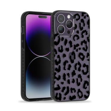 Imagem de Scorpify Capa para iPhone 14 Pro para design de leopardo preto e transparente, linda capa de telefone fina para mulheres e meninas, com protetor de tela de vidro temperado + protetor de lente de câmera, presente elegante com TPU não amarelado