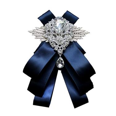 Imagem de Chamvino Master of cerimonies bridegroom padrinhos vestido de banquete terno gravata borboleta broche cavalheiro grande broche de laço de diamante (opção multicolorida), Zinco, Pirita de ferro