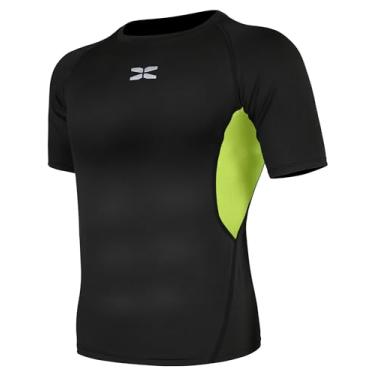 Imagem de Sehcahe Camiseta masculina verão fitness secagem rápida manga curta moda slim fit atlética respirável, Verde, P