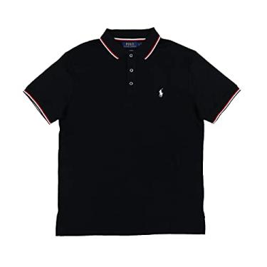 Imagem de POLO RALPH LAUREN Camisa polo masculina com três botões e ajuste justo, Preto, M