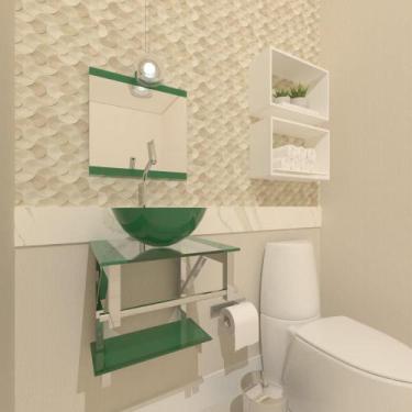 Imagem de Gabinete De Vidro Para Banheiro 40cm Inox Verde - Cubas E Gabinetes
