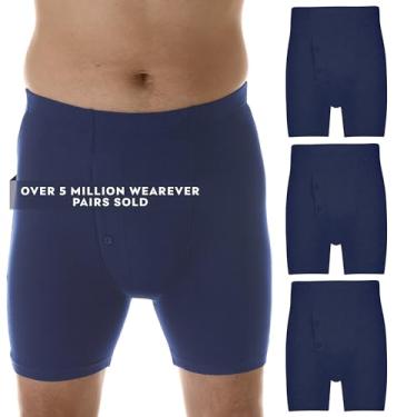 Imagem de Wearever Cuecas boxer masculinas para incontinência para controle da bexiga com absorção regular – roupa íntima masculina reutilizável e lavável à prova de vazamento, 150 ml (pacote com 3) (azul