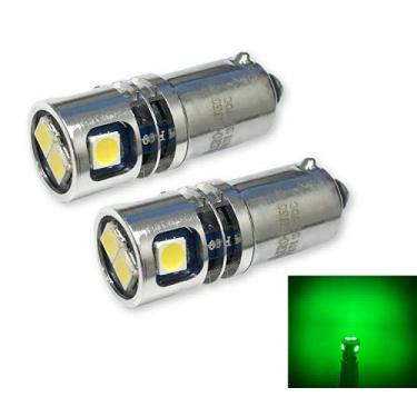 Imagem de Lâmpada de substituição de LED de base de baioneta miniatura 12/28VDC BA9S T3-1/4 de alta saída | Substitui lâmpadas 12V: 1414 1416 1813 1816 1895 | 28V: 313 1495 1819 1820 1864 757 (Pacote com 2; Verde)