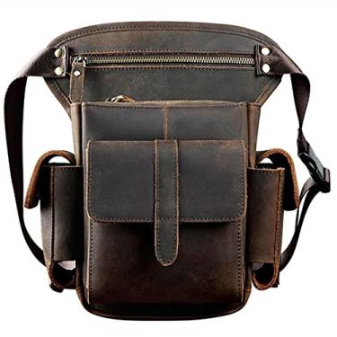 Imagem de Bolsa de cintura de couro para homens e mulheres, bolsa multiuso para motocicleta, esportes ao ar livre, ciclismo, equitação, caminhada, acampamento, bolsa, #15Deep Brown, Medium