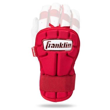 Imagem de Franklin Sports Protetor de pulso de mão de beisebol - PRT LG Series Protetor de mão para rebatidas para adultos - protetor de mão, protetor de pulso - direita + canhota - vermelho - tamanho único -