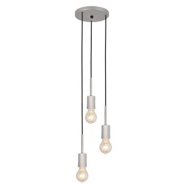 Imagem de Luminária Pendente Teto Triplo Cozinha Mesa Sala Prata E27