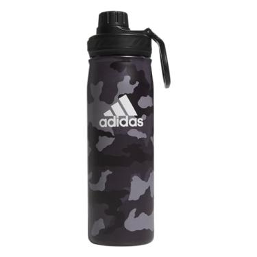 Imagem de adidas Garrafa de água de metal de 600 ml, aço inoxidável 18/8 isolada de parede dupla quente/fria, Carbono camuflado/preto/branco, tamanho nico