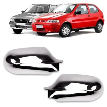 Imagem de Par Aplique Cromado para Capa Retrovisor Palio G2 2000 2001 2002 2003 2004 2005 2006 Uno Fire Flex 2006 2007 2008 2009 2010 2011