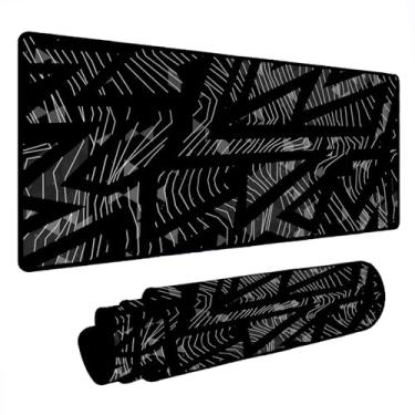 Imagem de Novo Mouse Pad Gamer Deskpad Speed Extra Grande Borda Costurada Profissional Varios Tamanhos - Formas Preto e Branco (90X40)
