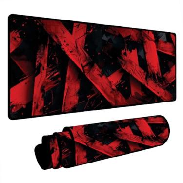 Imagem de Novo Mouse Pad Gamer Deskpad Speed Extra Grande Borda Costurada Profissional Varios Tamanhos - Barras Vermelhas (120x60)
