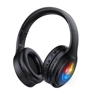 Imagem de Fone de Ouvido Bluetooth 5.1 1Hora, Headset Gamer Sem Fio Preto, Microfone Integrado Diafragma de 40mm Bateria Longa Duração Design Ergonômico, Faixa de Cabeça Confortável, Áudio Imersivo para Jogo