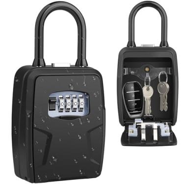 Imagem de SAFEKey Lock Box Outdoor com código, grande cofre para chaves externas caixa de bloqueio portátil para chaves, combinação de 4 dígitos, armazenamento seguro de chave, caixa de teclado à prova d'água