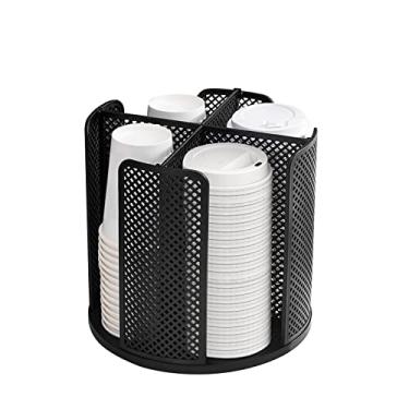 Imagem de Organizador de copos e tampas, organizador de copos de café, organizador de copos de papel, giratório para banheiro, restaurante, sala de descanso, estação de café, bar, buffet, armário de cozinha,