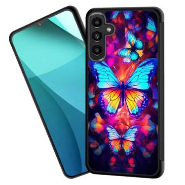 Imagem de ZQLPLZR Capa para Galaxy A35 5G, bordas antiderrapantes para pneus, design fofo, à prova de choque, proteção total, capa traseira preta para Samsung Galaxy A35 5G 6,6 polegadas 2024, borboleta fofa