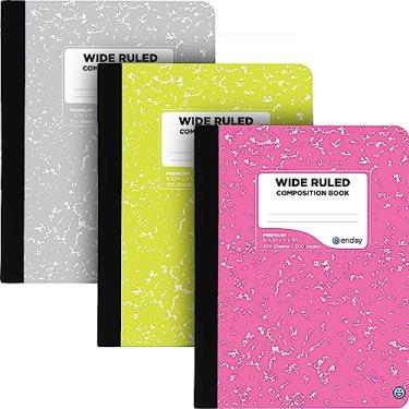 Imagem de Cadernos de composição, papel pautado largo, capas de caderno de composição de mármore colorido, 100 folhas (200 páginas) livros de composição, cadernos de mármore pautados para escola, rosa - cinza -