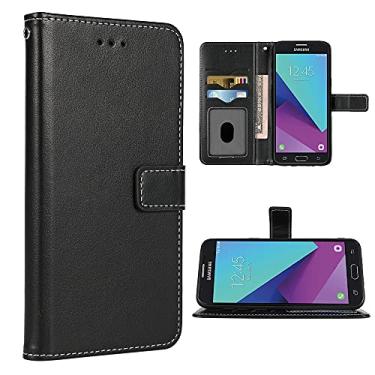 Imagem de FDCWTSH Compatível com Samsung Galaxy J3 Luna Pro J 3 Prime 2017 Emerge 3J Eclipse Mission Capa carteira alça de pulso capa flip suporte para cartão capas de celular para Glaxay S327VL preta