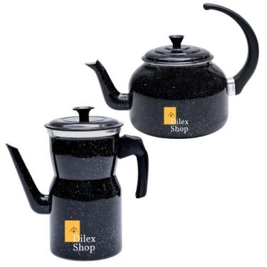 Imagem de Kit Chaleira Bule Cafeteira Grande Para Café Chá Em Alumínio - DI ALUM