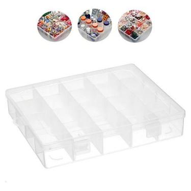 Imagem de Caixa Organizadora Plástico 20 Divisórias Estojo Multiuso Cor Transpar