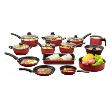 Imagem de Conjunto de Panelas Antiaderente 13 peças Vermelho - Dona Chefa