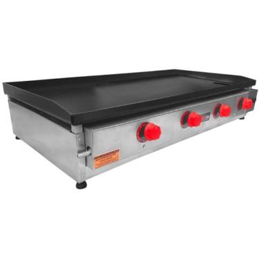 Imagem de Chapa de Lanche Industrial Profissional 5mm à Gás 100x50cm Metalfour