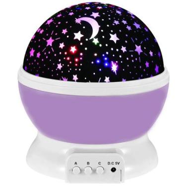 Imagem de Luminária De Mesa Infantil Projetor Luzes Led Abajur 360 Roxo - New, L