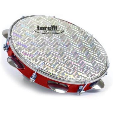 Imagem de Pandeiro 10 Torelli Injetado pele holográfica TP308 Vermelho