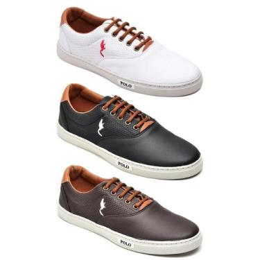 Imagem de Kit 3 Sapatênis Masculino Polo Blu Conforto Leve Dia a Dia, 40, Branco