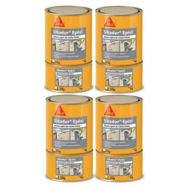 Imagem de Adesivo Cola P/ Ferro Concreto Sikadur Epoxi 1kg - 4 Unid