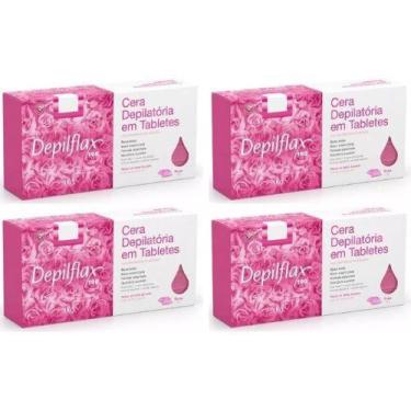 Imagem de Kit Com 04 Ceras Quente Depilatórias Depilflax Rosa 1kg