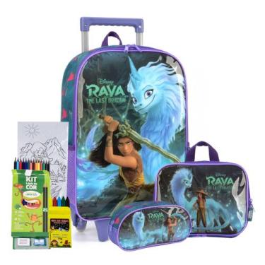 Imagem de Kit Escolar Pricesa Raya Mochila Carrinho Estojo Lancheira - Rebecca B