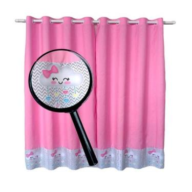 Imagem de Cortina Chuva Amor Quarto Menina Rosa Princesa 2,60 L X 1,70 - Pilli E