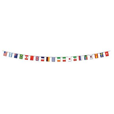Imagem de Beistle Bandeira de plástico internacional bandeiras do mundo para bares, eventos esportivos, decorações de sala de aula e artigos de festa, 30,5 x 68,5 cm, multicolorido