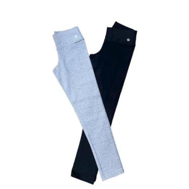 Imagem de Kit 2 Calças Legging Cotton Infantil - SUPORT FITNESS, Feminino, 6, Pr