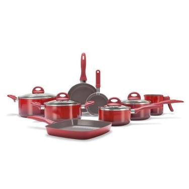 Imagem de Conjunto de panelas 8 peças ceramic life smart plus vermelha - Brinox,