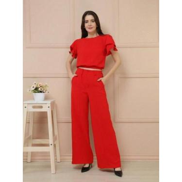 Imagem de A-Lows A&L Calça Feminina Pantalona Duna Com Elastano - MUNDO DAS CAMI