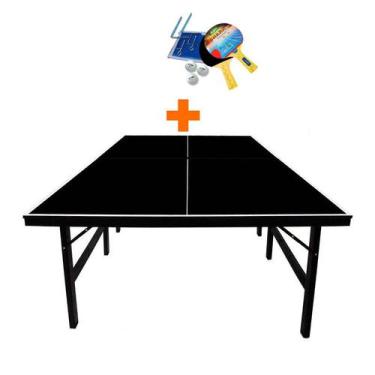 Imagem de Mesa ping pong especial cor preta mdp 15mm - klopf 1010 + kit tênis de