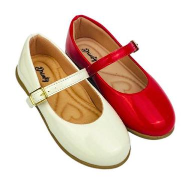 Imagem de Kit Com 2 Pares Sapatilha Infantil Menina Boneca Verniz Confortável SP