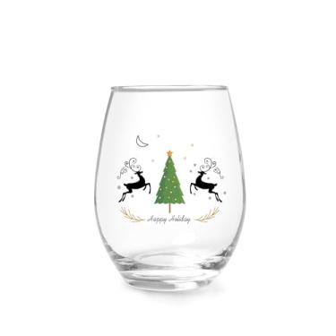 Imagem de Jogskeor Taça de vinho para presente de Feliz Natal, alce e árvore de Natal 425 g, taça de vinho sem haste, ideia de presente de Natal para mulheres, homens, família, amigos, pai, mãe para festa de