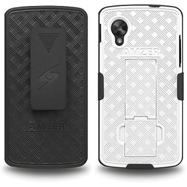 Imagem de Amzer Shellster Capa combo de coldre com suporte para Google Nexus 5 D820, LG Nexus 5 D820 - Embalagem de varejo - Preto/Branco