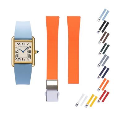 Imagem de Pulseira de borracha de liberação rápida para relógios Cartier, pulseira de borracha FKM para relógios Cartier Santos, várias cores (20 mm, laranja)