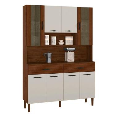 Imagem de Kit Cozinha 8 Portas Golden Ripado Off White Nogueira