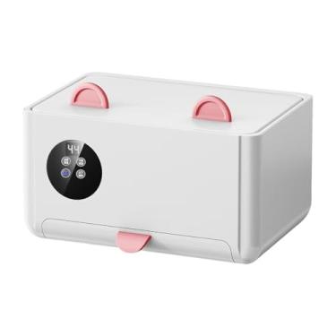 Imagem de MERIGLARE Aquecedores de lenços umedecidos Estojo aquecedor de lenços umedecidos Portátil Viagem Casa Temperatura ajustável Dispensador de puxar Recipiente para, Branco